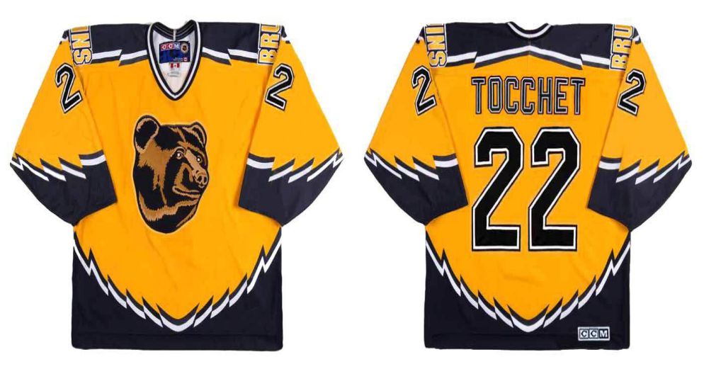 2019 Men Boston Bruins 22 Tocchet Yellow CCM NHL jerseys
